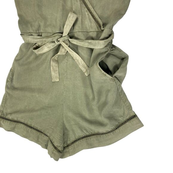 Anthropologie Cloth & Stone Romper Womens S Green Burlingame Wrap Beachy Jumper - Picture 5 of 16